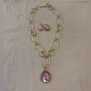 Ippolita Silver Necklace with Lavender Pendant and Earrings